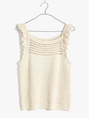 NWT Madewell Ruffled Crochet Sweater Tank Size Small